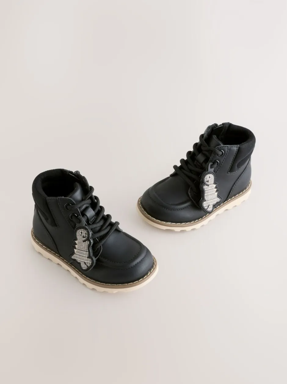 Boots*Next - Veterlaarzen Zwart met dinosaurus