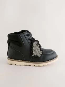 Boots*Next - Veterlaarzen Zwart met dinosaurus