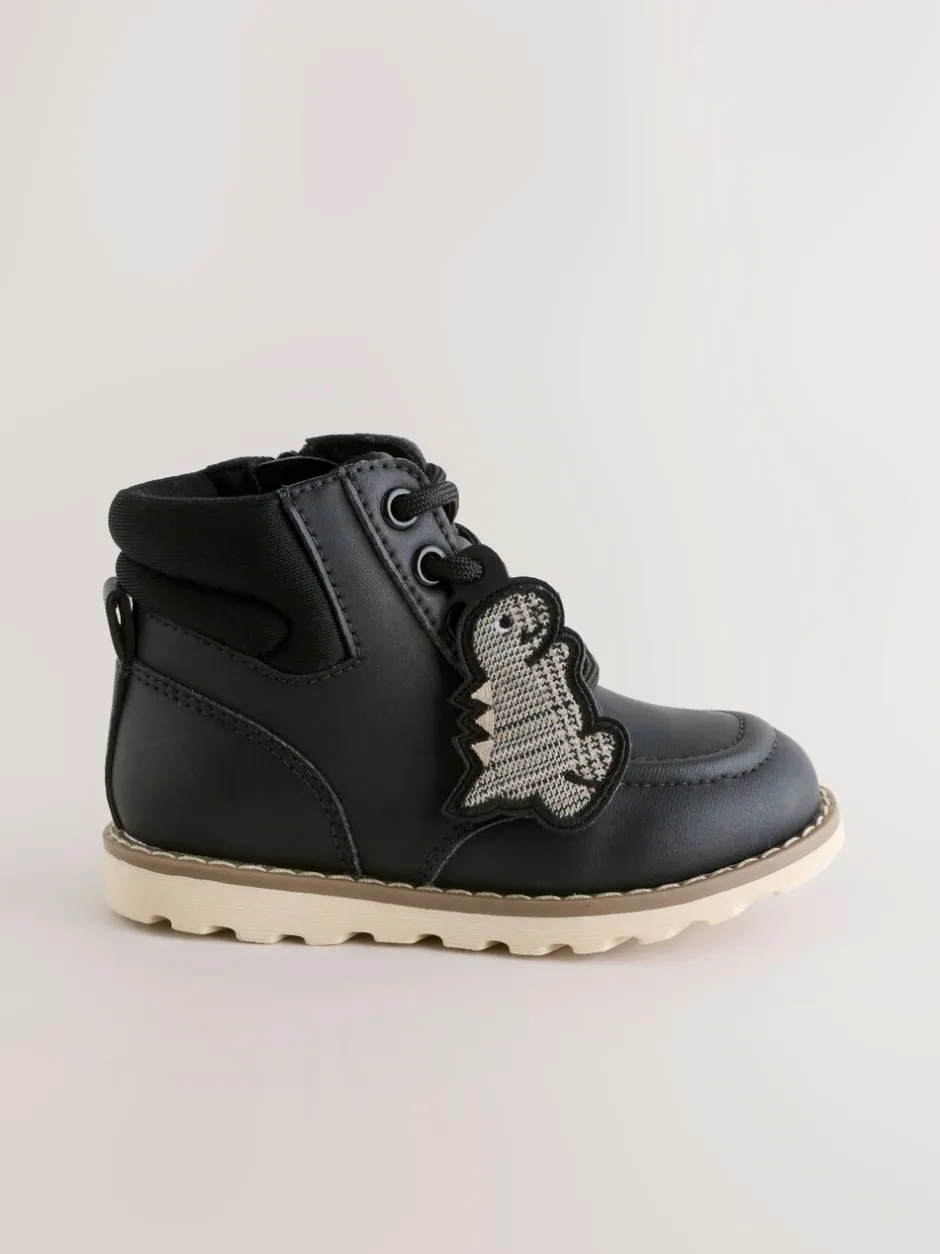 Boots*Next - Veterlaarzen Zwart met dinosaurus