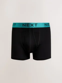 Ondergoed|Ondergoed|Next Zwart met felgekleurde glanzende taillebanden - Standaard - 10 Boxershorts zonder plooi