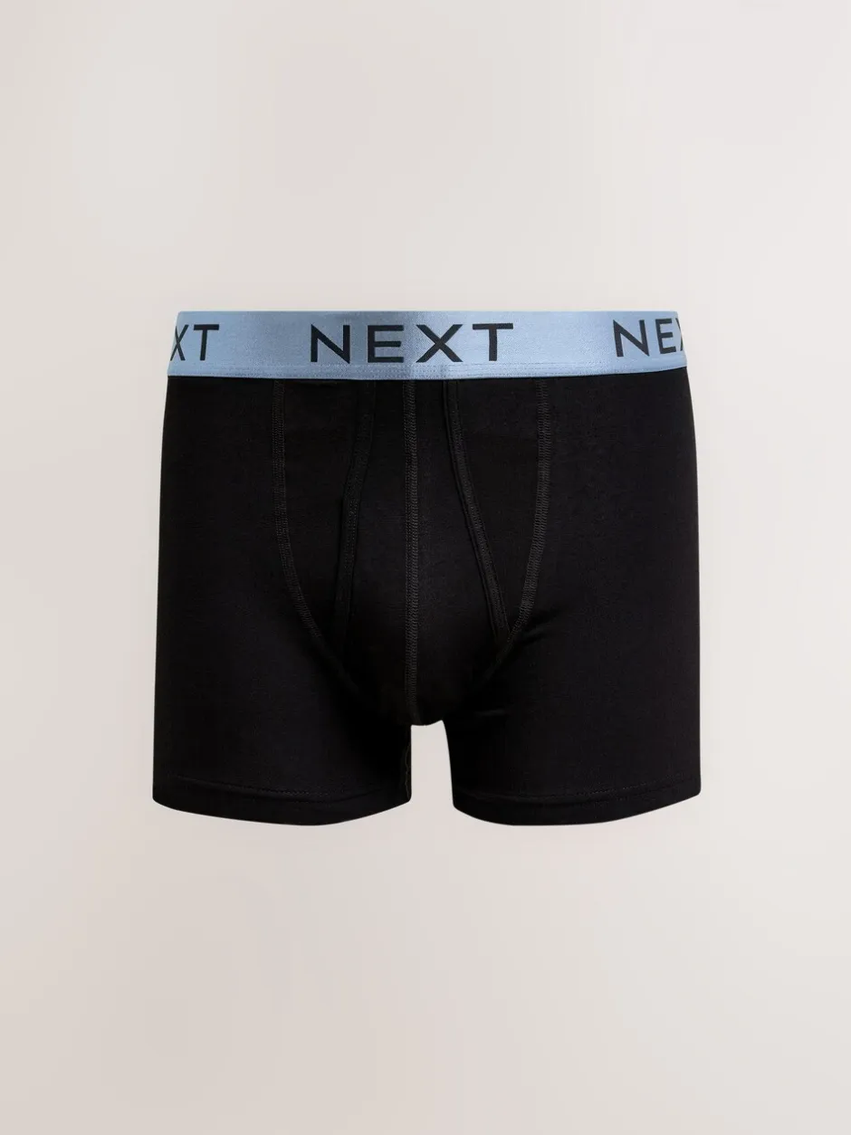 Ondergoed|Ondergoed|Next Zwart met felgekleurde glanzende taillebanden - Standaard - 10 Boxershorts zonder plooi