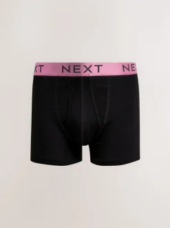 Ondergoed|Ondergoed|Next Zwart met felgekleurde glanzende taillebanden - Standaard - 10 Boxershorts zonder plooi