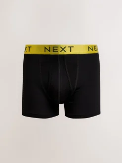 Ondergoed|Ondergoed|Next Zwart met felgekleurde glanzende taillebanden - Standaard - 10 Boxershorts zonder plooi