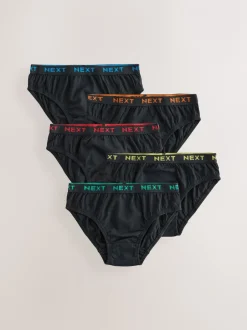 Ondergoed*Next - 100% katoenen slip verpakking van 5 (1,5 - 16 jr) Zwart met felgekleurde jacquard tailleband