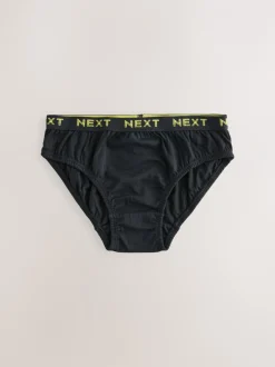 Ondergoed*Next - 100% katoenen slip verpakking van 5 (1,5 - 16 jr) Zwart met felgekleurde jacquard tailleband