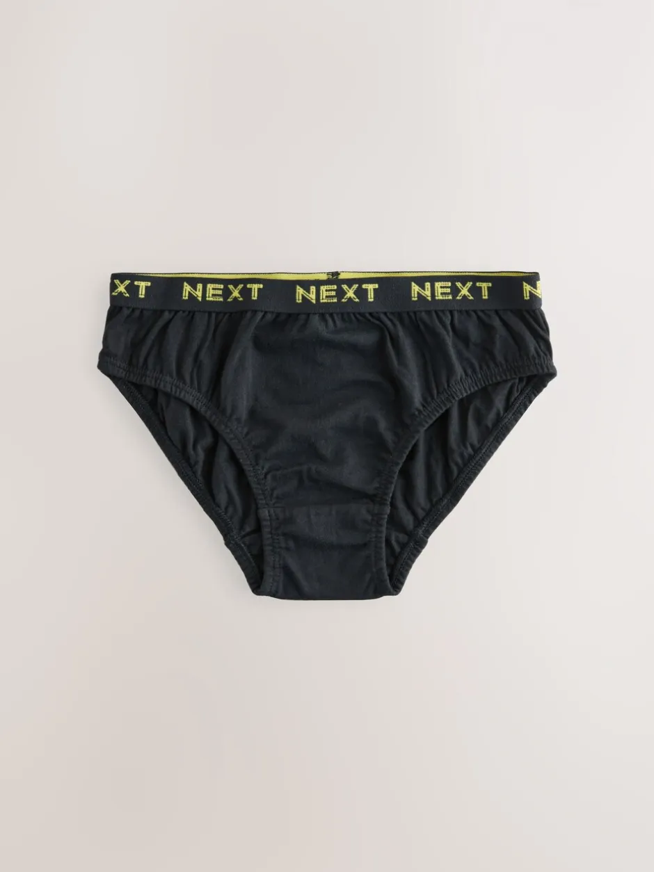 Ondergoed*Next - 100% katoenen slip verpakking van 5 (1,5 - 16 jr) Zwart met felgekleurde jacquard tailleband