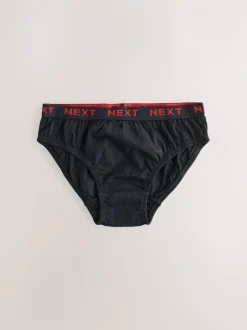 Ondergoed*Next - 100% katoenen slip verpakking van 5 (1,5 - 16 jr) Zwart met felgekleurde jacquard tailleband