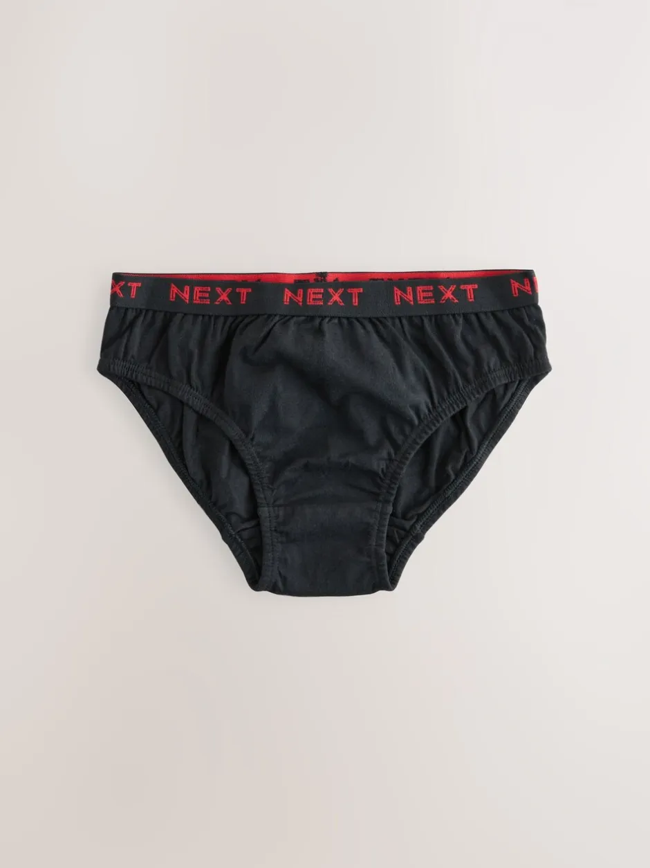 Ondergoed*Next - 100% katoenen slip verpakking van 5 (1,5 - 16 jr) Zwart met felgekleurde jacquard tailleband