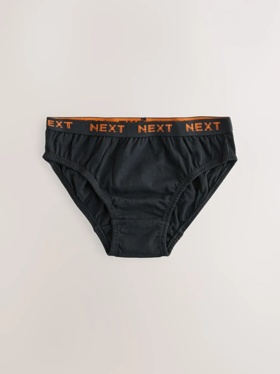 Ondergoed*Next - 100% katoenen slip verpakking van 5 (1,5 - 16 jr) Zwart met felgekleurde jacquard tailleband