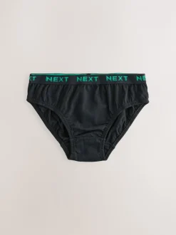 Ondergoed*Next - 100% katoenen slip verpakking van 5 (1,5 - 16 jr) Zwart met felgekleurde jacquard tailleband