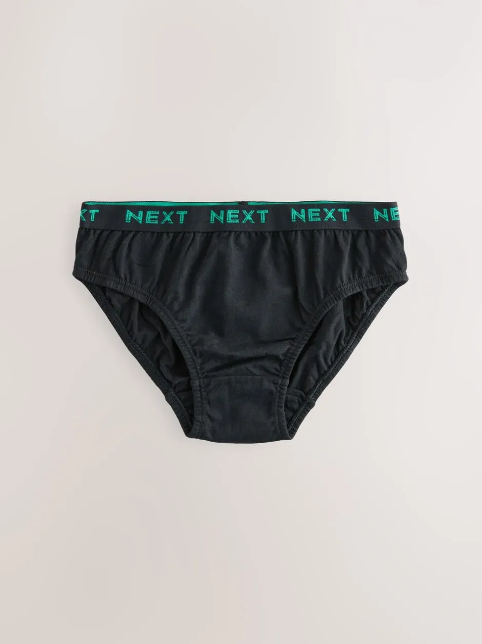 Ondergoed*Next - 100% katoenen slip verpakking van 5 (1,5 - 16 jr) Zwart met felgekleurde jacquard tailleband