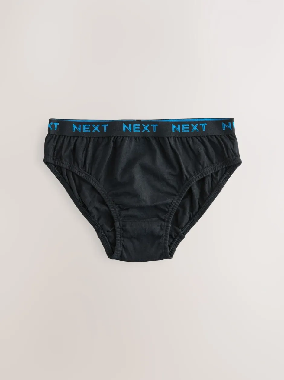 Ondergoed*Next - 100% katoenen slip verpakking van 5 (1,5 - 16 jr) Zwart met felgekleurde jacquard tailleband