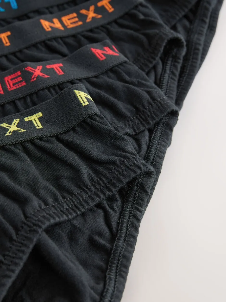 Ondergoed*Next - 100% katoenen slip verpakking van 5 (1,5 - 16 jr) Zwart met felgekleurde jacquard tailleband