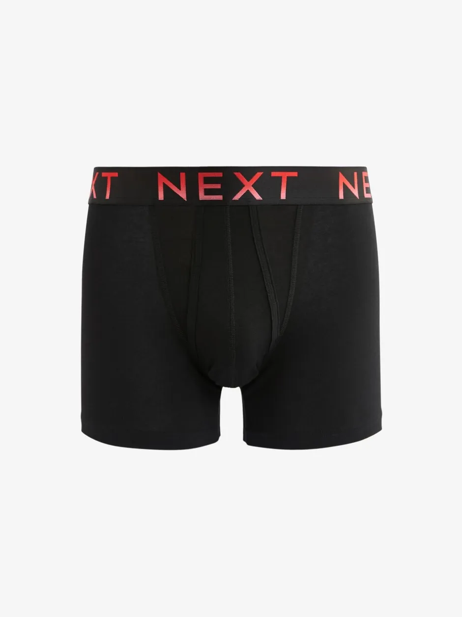 Ondergoed|Ondergoed|Next Zwart met felgekleurde ombré tailleband - Standaard - 10 Boxershorts zonder plooi