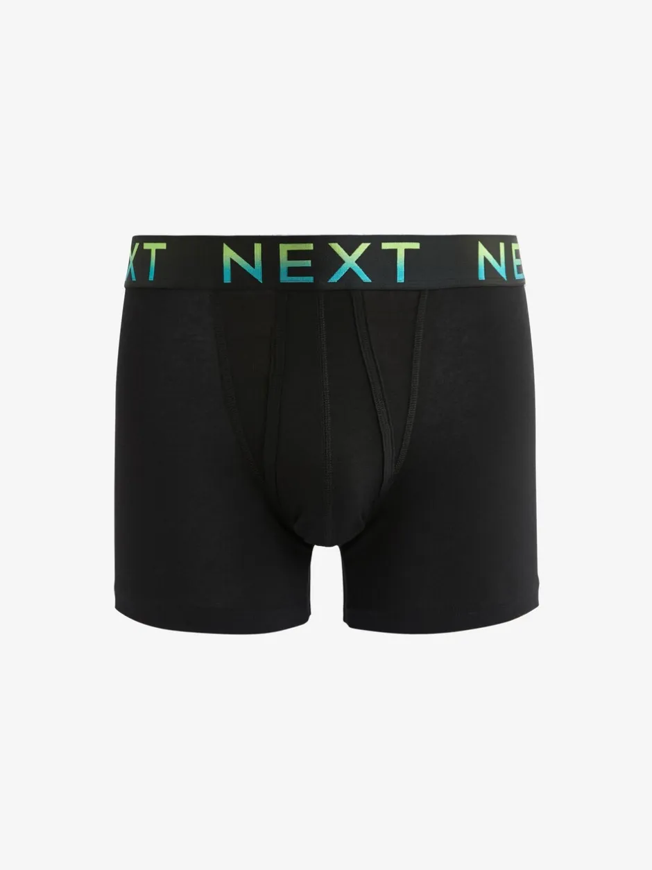 Ondergoed|Ondergoed|Next Zwart met felgekleurde ombré tailleband - Standaard - 10 Boxershorts zonder plooi