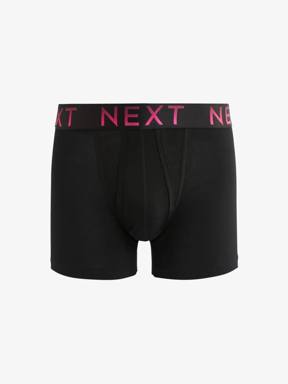 Ondergoed|Ondergoed|Next Zwart met felgekleurde ombré tailleband - Standaard - 10 Boxershorts zonder plooi