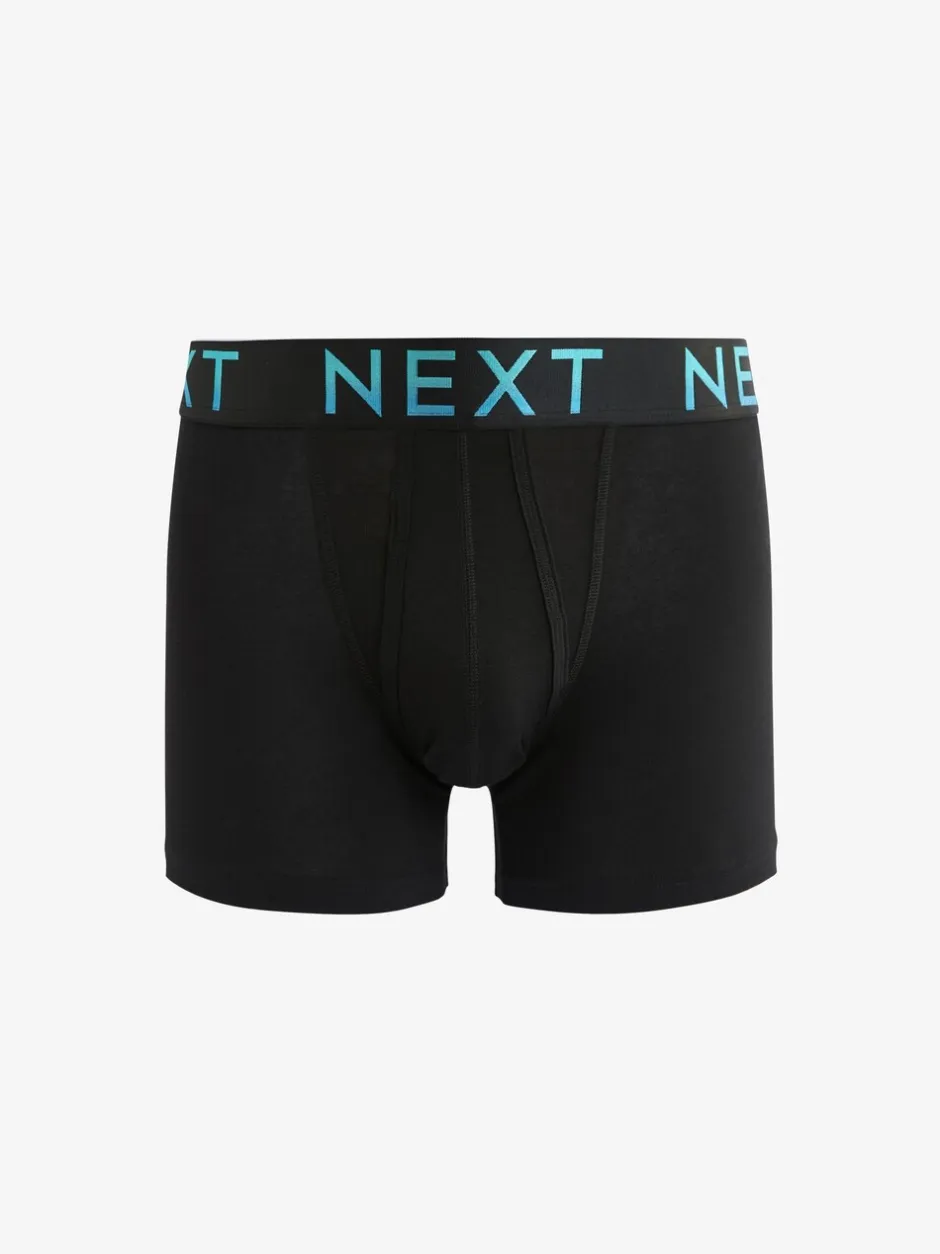Ondergoed|Ondergoed|Next Zwart met felgekleurde ombré tailleband - Standaard - 10 Boxershorts zonder plooi