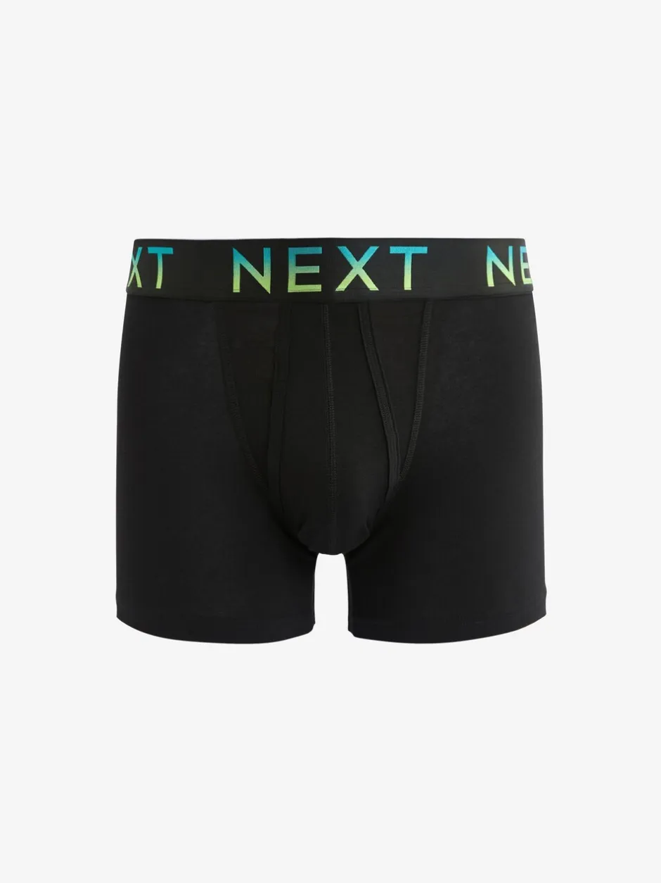 Ondergoed|Ondergoed|Next Zwart met felgekleurde ombré tailleband - Standaard - 10 Boxershorts zonder plooi