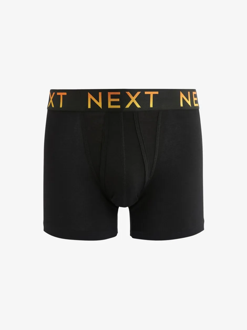 Ondergoed|Ondergoed|Next Zwart met felgekleurde ombré tailleband - Standaard - 10 Boxershorts zonder plooi