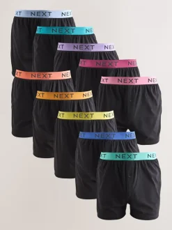 Ondergoed|Ondergoed*Next Zwart met felgekleurde tailleband - Ruimvallende Boxers