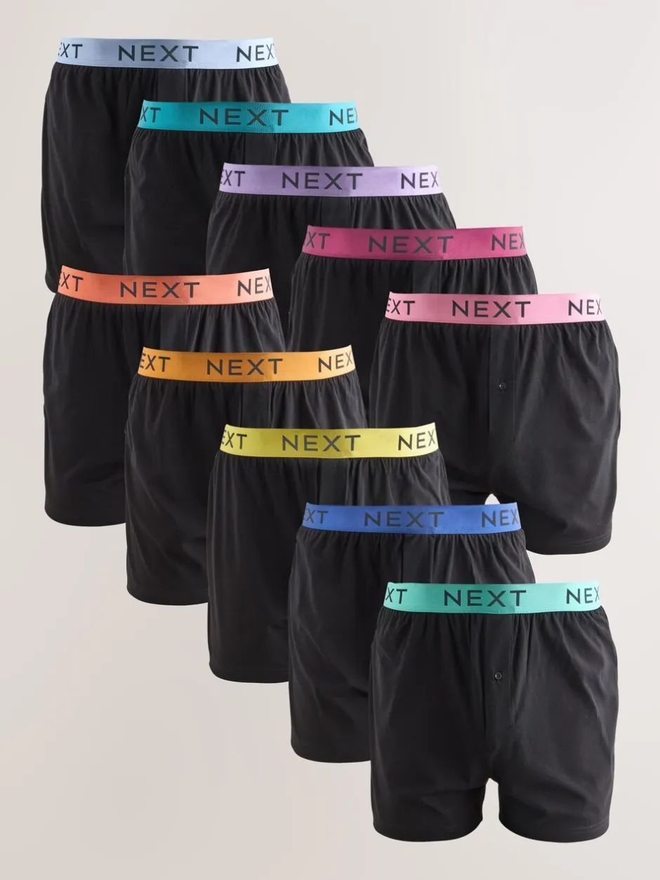 Ondergoed|Ondergoed*Next Zwart met felgekleurde tailleband - Ruimvallende Boxers