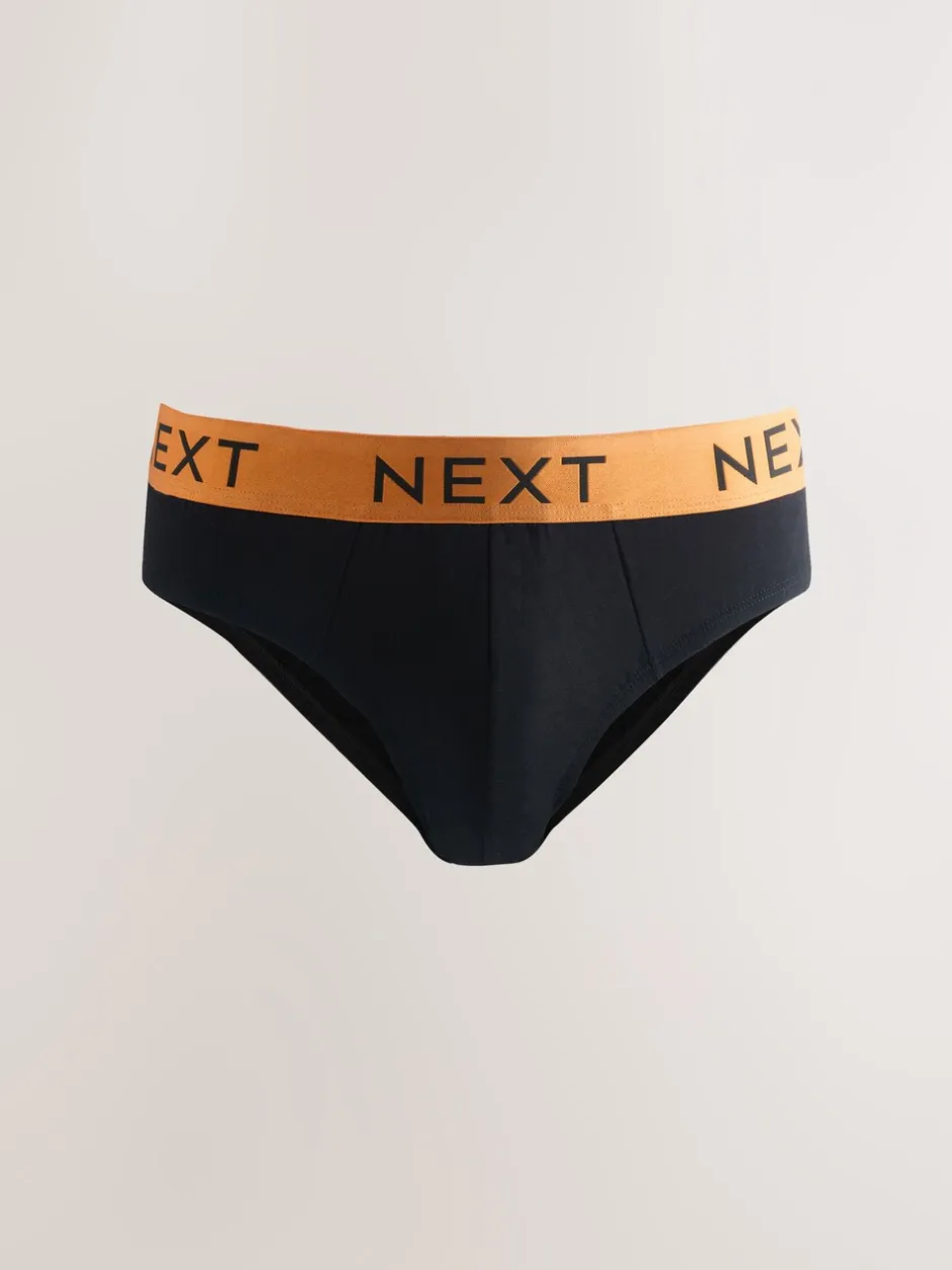 Ondergoed|Ondergoed*Next - Verpakking van 10 - Katoenrijke slips Zwart met felgekleurde tailleband