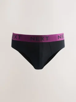 Ondergoed|Ondergoed*Next - Verpakking van 10 - Katoenrijke slips Zwart met felgekleurde tailleband