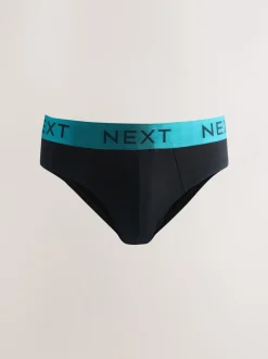 Ondergoed|Ondergoed*Next - Verpakking van 10 - Katoenrijke slips Zwart met felgekleurde tailleband