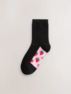 Sokken En Panty's*Next - Set van 5 paar enkelsokken met voetbed en katoengehalte Zwart met fruit