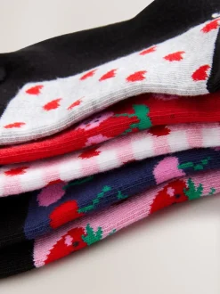 Sokken En Panty's*Next - Set van 5 paar enkelsokken met voetbed en katoengehalte Zwart met fruit