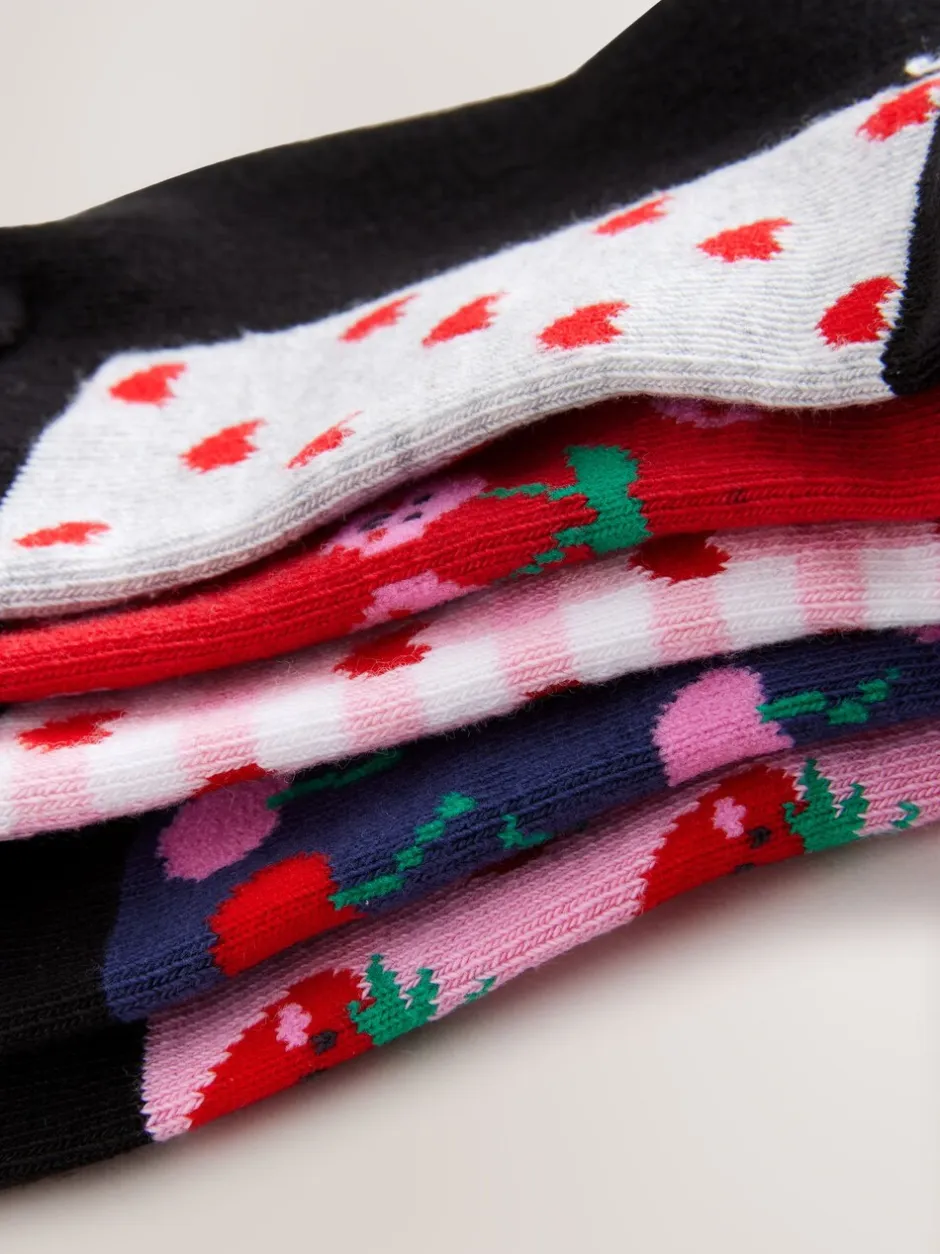 Sokken En Panty's*Next - Set van 5 paar enkelsokken met voetbed en katoengehalte Zwart met fruit