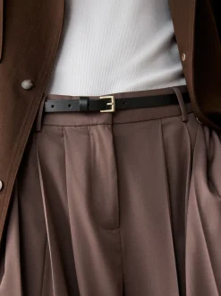 Ceintuurs*Next Zwart met goud - Smalle leren riem