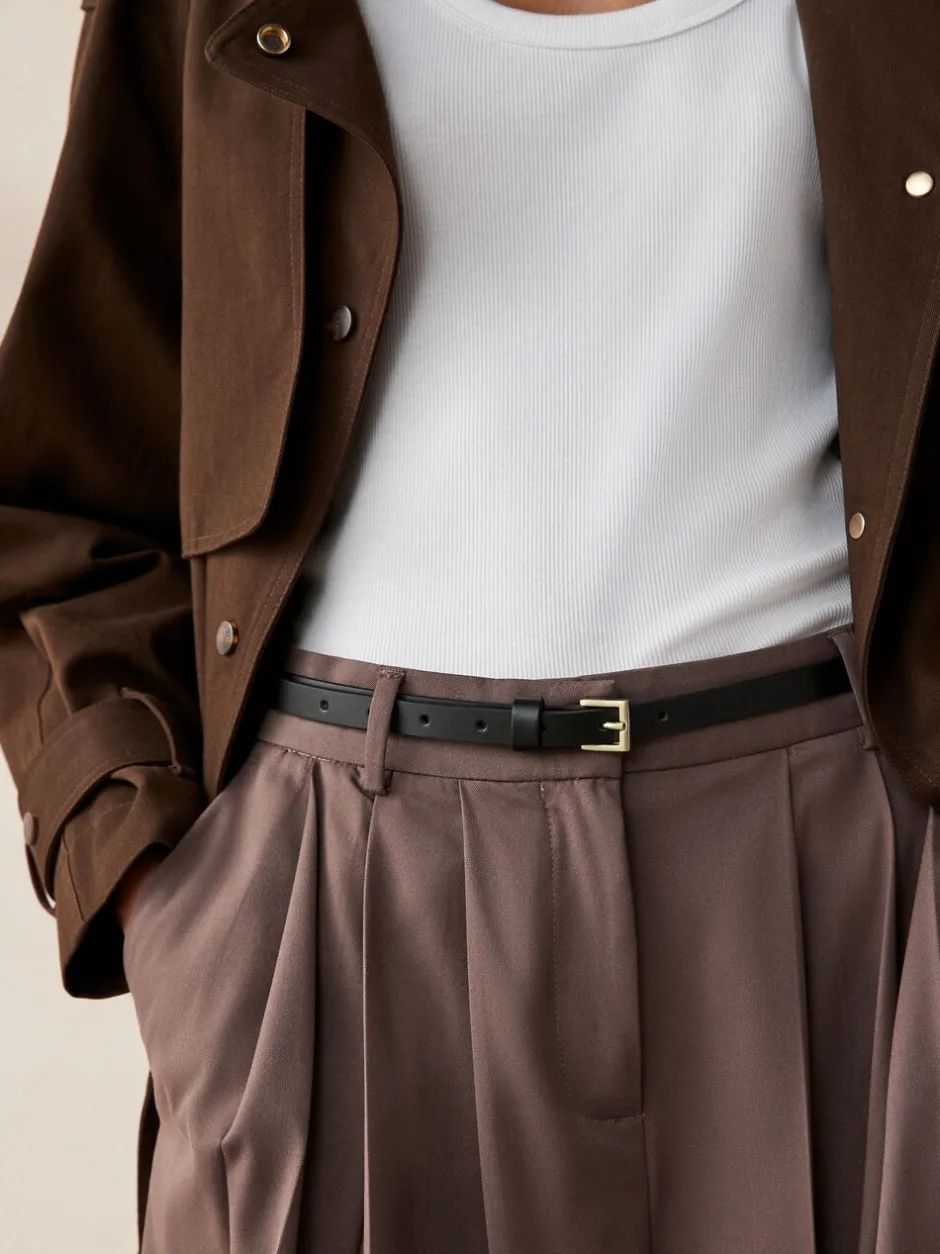 Ceintuurs*Next Zwart met goud - Smalle leren riem
