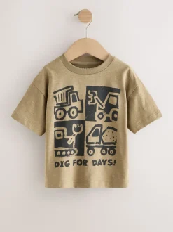 Tops|T-Shirts*Next - Short Sleeve All Over Graphic Print T-Shirts 3 Pack (3mths-7yrs) Zwart met graafmachine