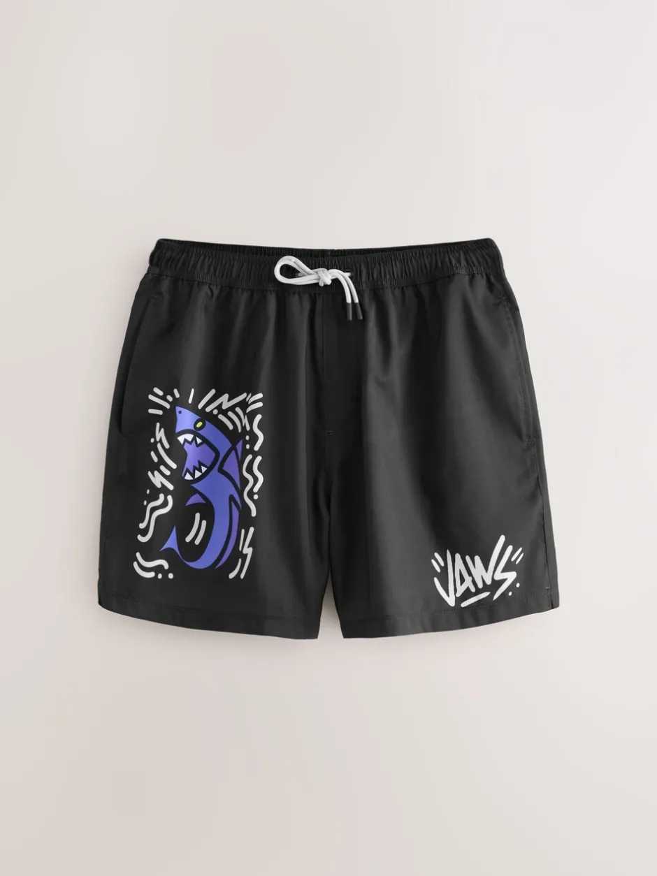 Badkleding|Next Zwart met Jaws - Gelicenseerde zwembroek met print