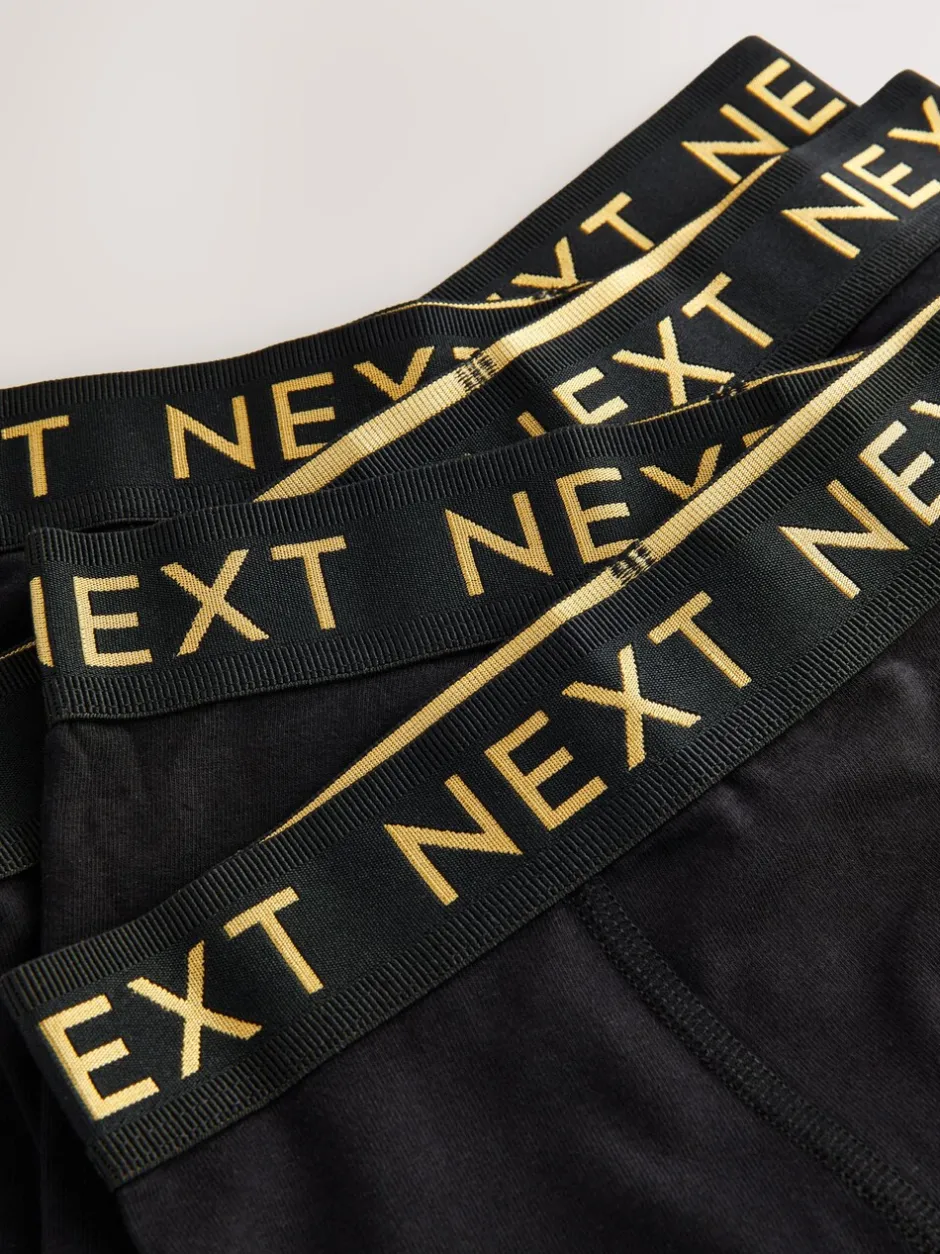 Ondergoed*Next Zwart met luxe goudkleurige tailleband - Verpakking van 5 trunks (1,5-16jr)