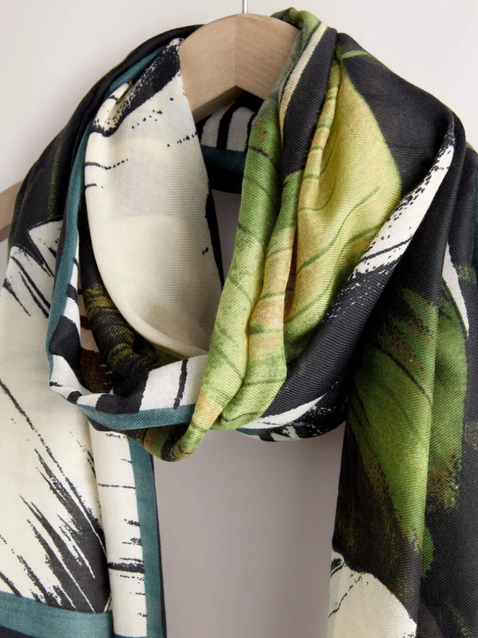 Mutsen, Handschoenen En Sjaals*Next Zwart met palmboomprint - Lichte sjaal