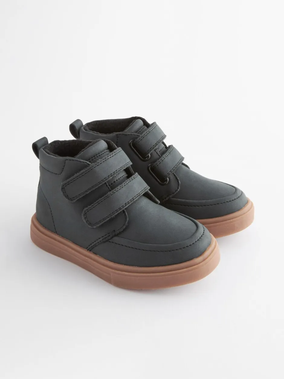 Boots*Next - Laarsjes met klittenbandsluiting en warme voering Zwart met rubberen zool