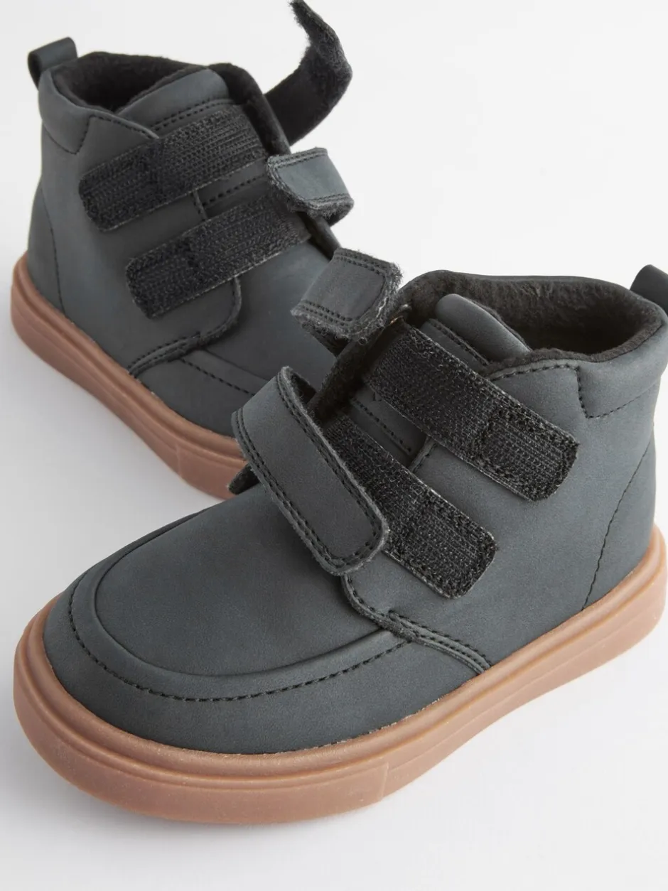 Boots*Next - Laarsjes met klittenbandsluiting en warme voering Zwart met rubberen zool