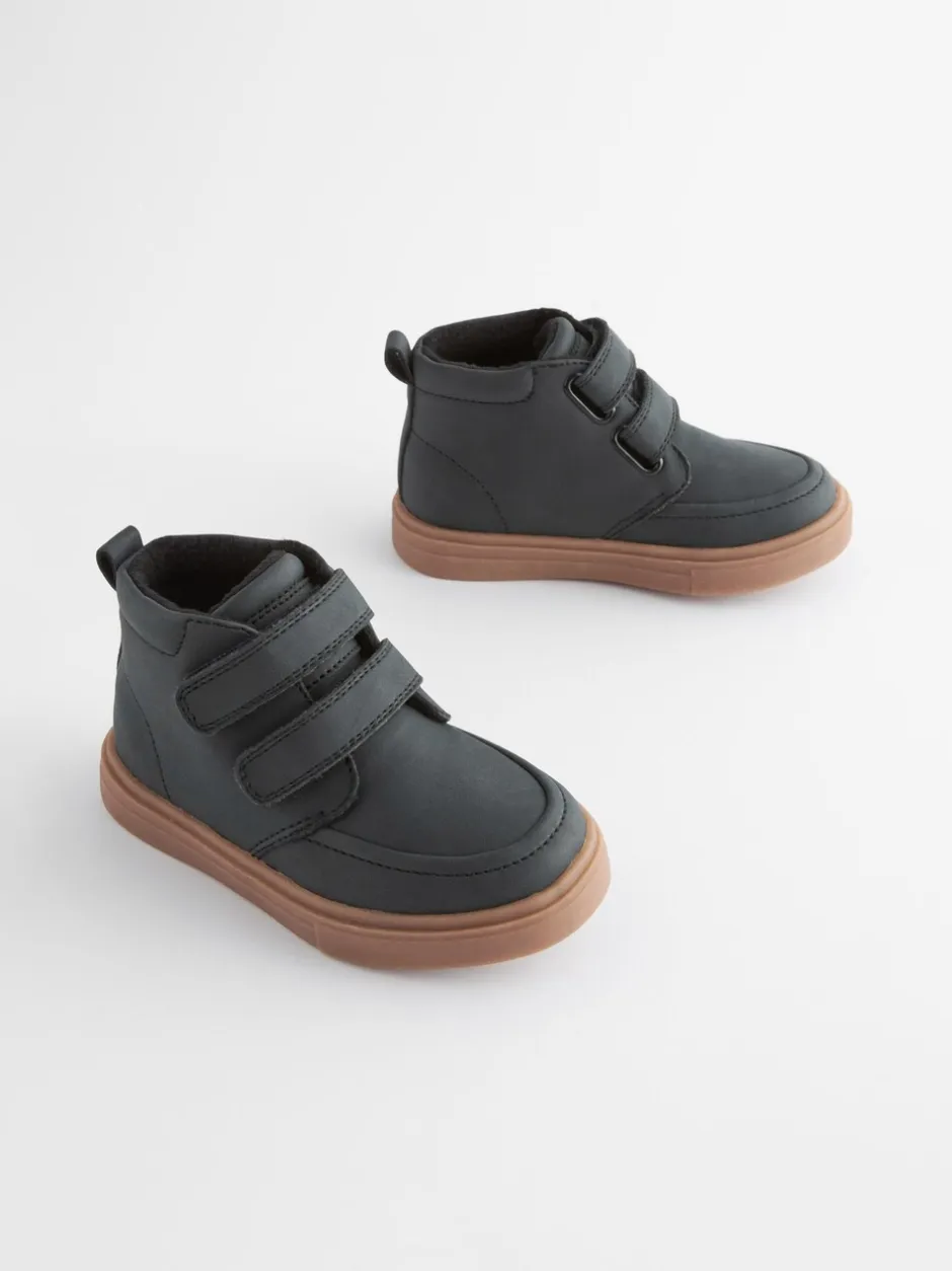 Boots|Next - Laarsjes met klittenbandsluiting en warme voering Zwart met rubberen zool