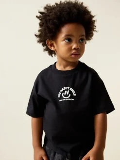 T-Shirts|Tops|Next Zwart met smileyprint - Short Sleeve Small Graphic T-Shirt (3mths-7yrs)