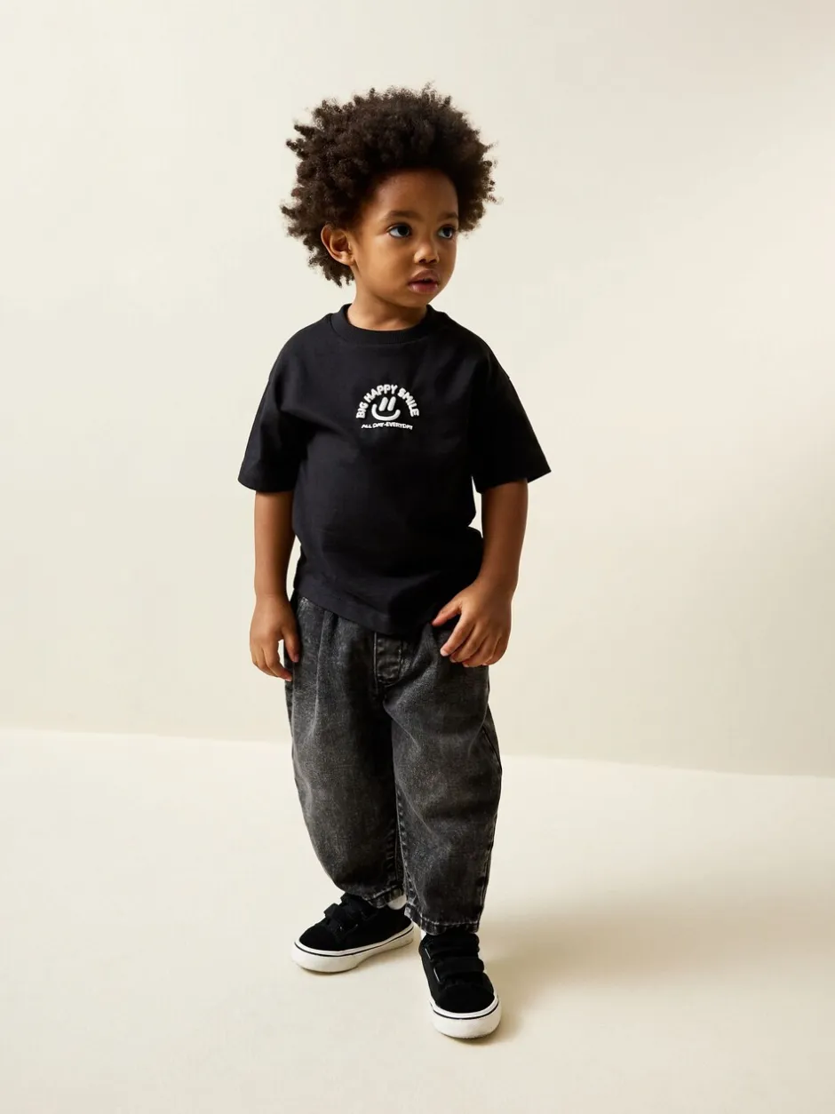 T-Shirts|Tops|Next Zwart met smileyprint - Short Sleeve Small Graphic T-Shirt (3mths-7yrs)