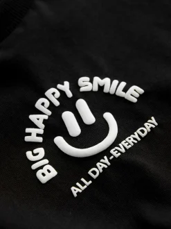 T-Shirts|Tops|Next Zwart met smileyprint - Short Sleeve Small Graphic T-Shirt (3mths-7yrs)