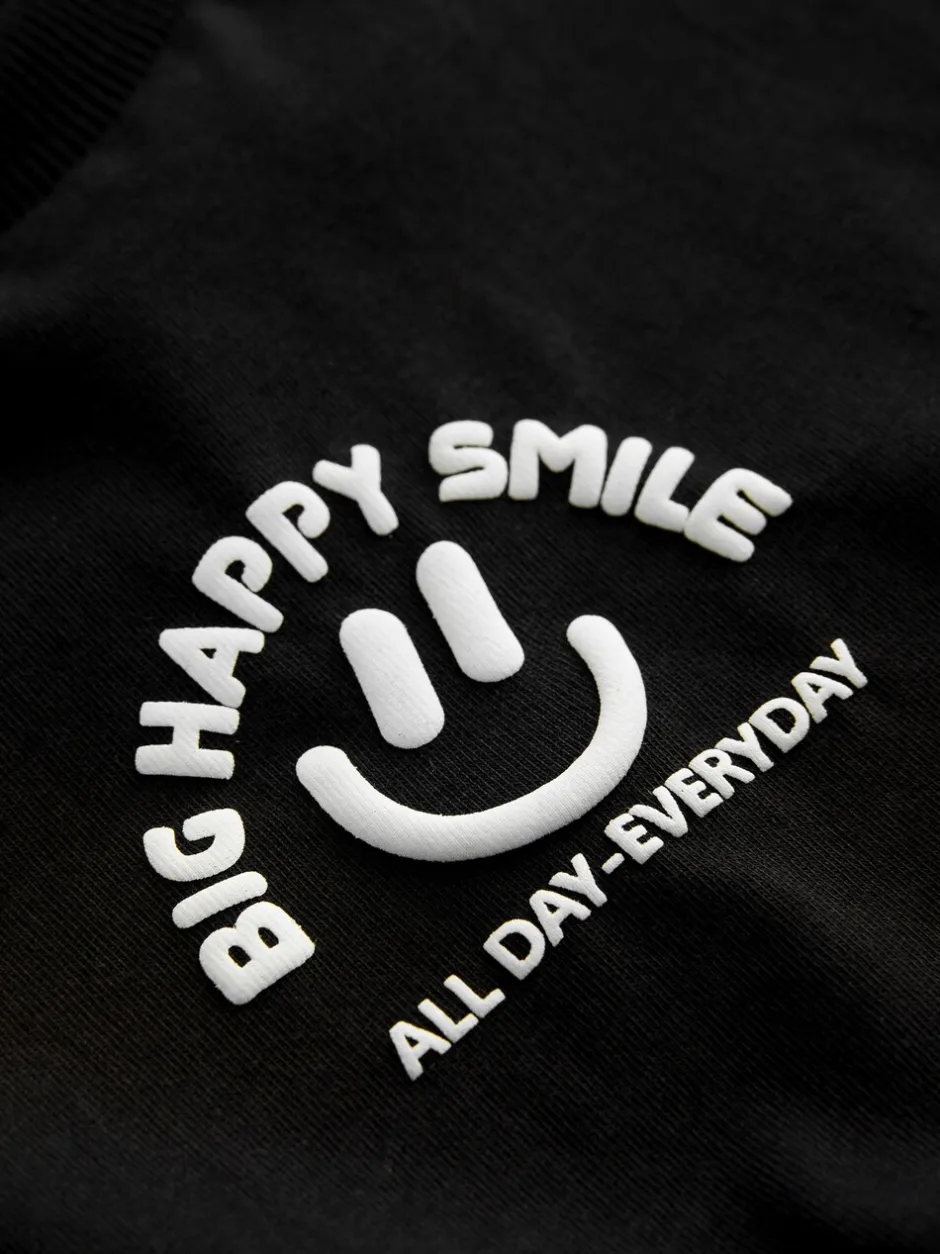 T-Shirts|Tops|Next Zwart met smileyprint - Short Sleeve Small Graphic T-Shirt (3mths-7yrs)