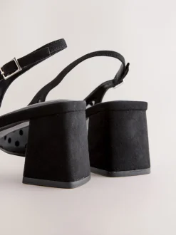 Schoenen Met Hakken|Next - Forever Comfort® Square Toe Slingback Block Heels Zwart met stippen