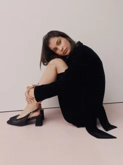 Schoenen Met Hakken|Next - Forever Comfort® Square Toe Slingback Block Heels Zwart met stippen