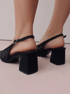 Schoenen Met Hakken|Next - Forever Comfort® Square Toe Slingback Block Heels Zwart met stippen