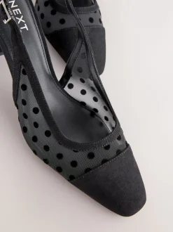Schoenen Met Hakken|Next - Forever Comfort® Square Toe Slingback Block Heels Zwart met stippen