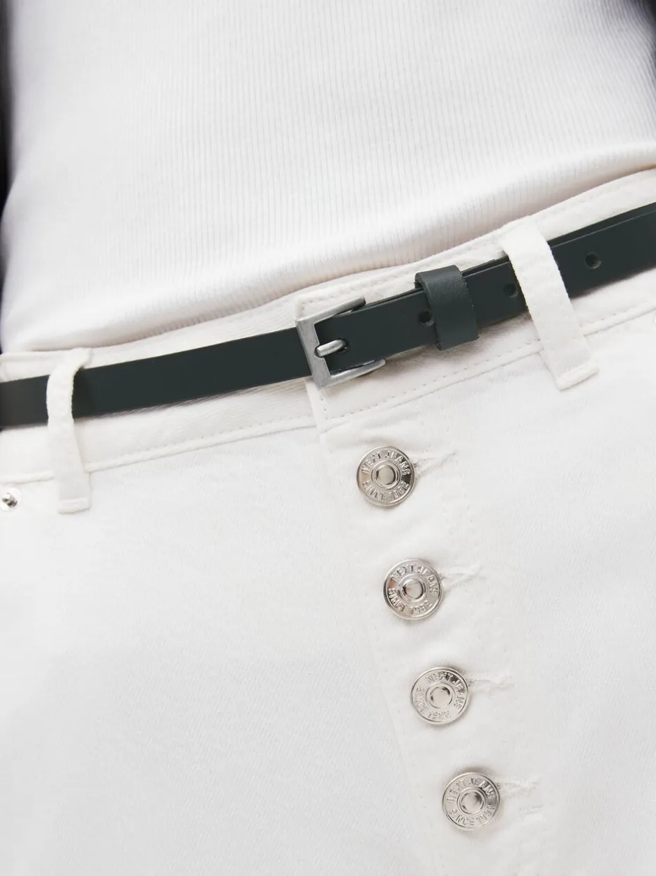Ceintuurs|Next Zwart met zilver - Smalle leren riem