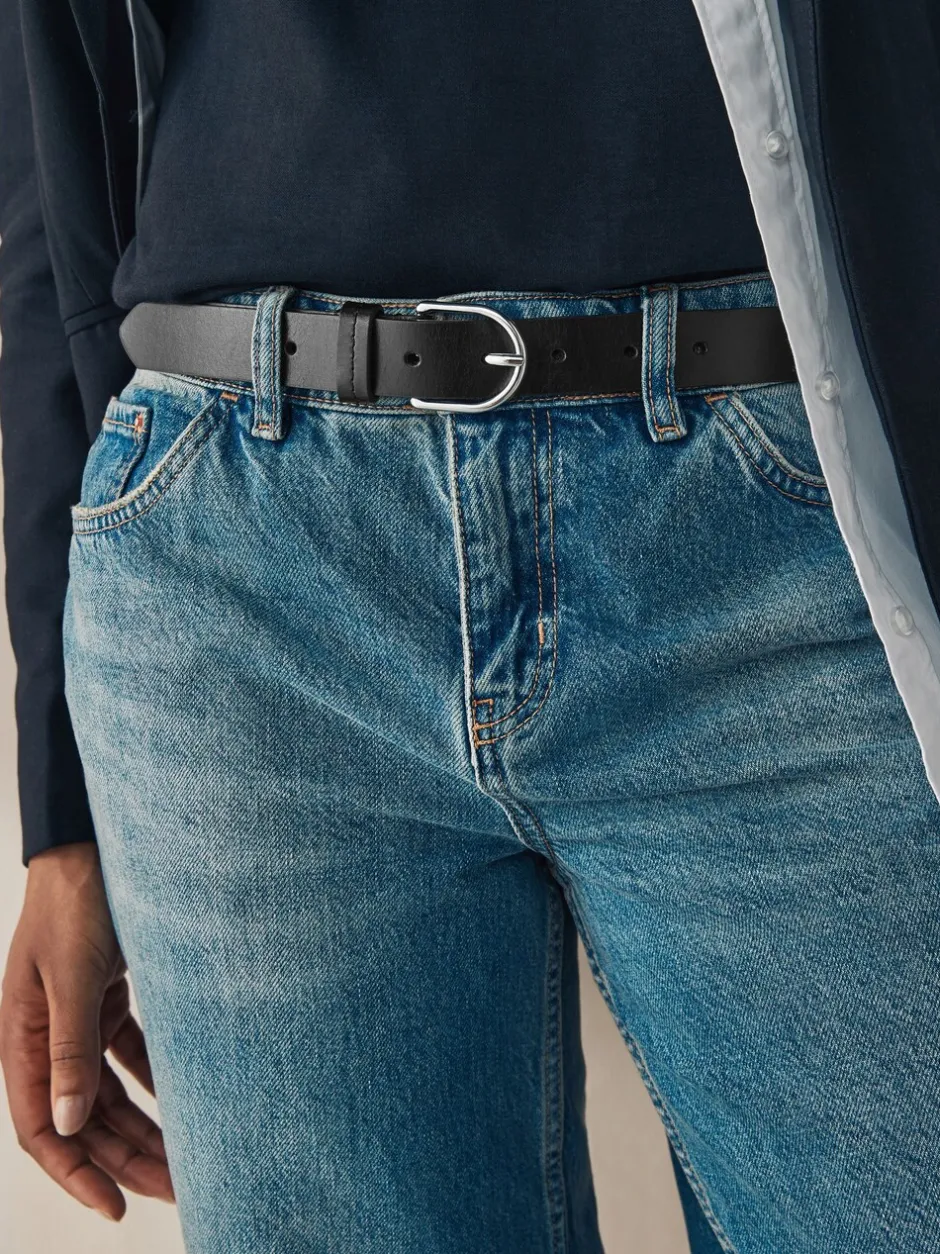Ceintuurs|Next Zwart met zilver - Standaard leren riem